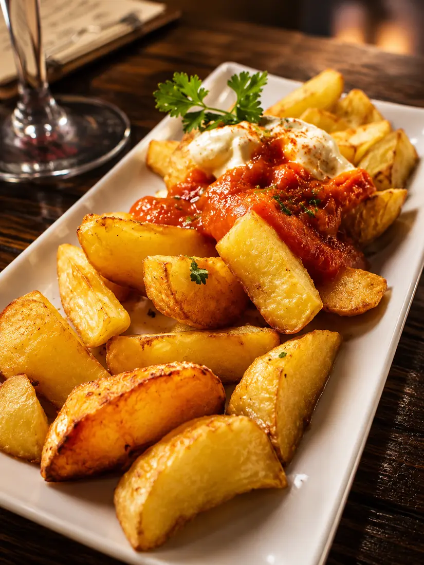 Patatas bravas with brava sauce and aioli